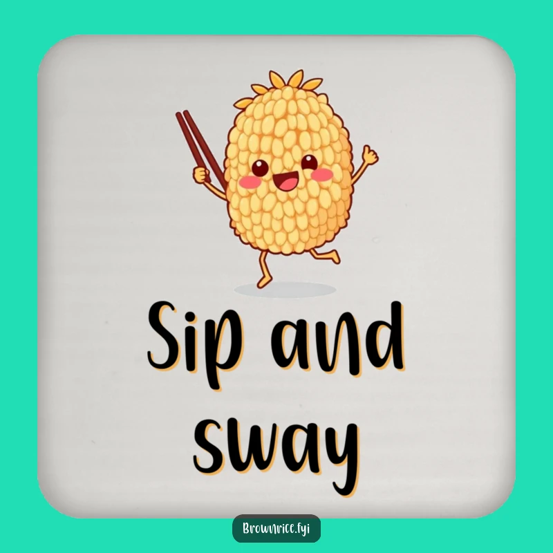 Funny Brown Rice Dancing Coaster - Joyful Character Drink Protector