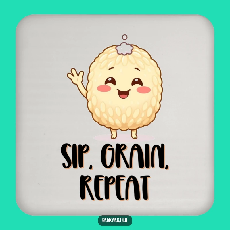 Funny Brown Rice Grain Coaster Set: Protect Surfaces with Whimsical Charm