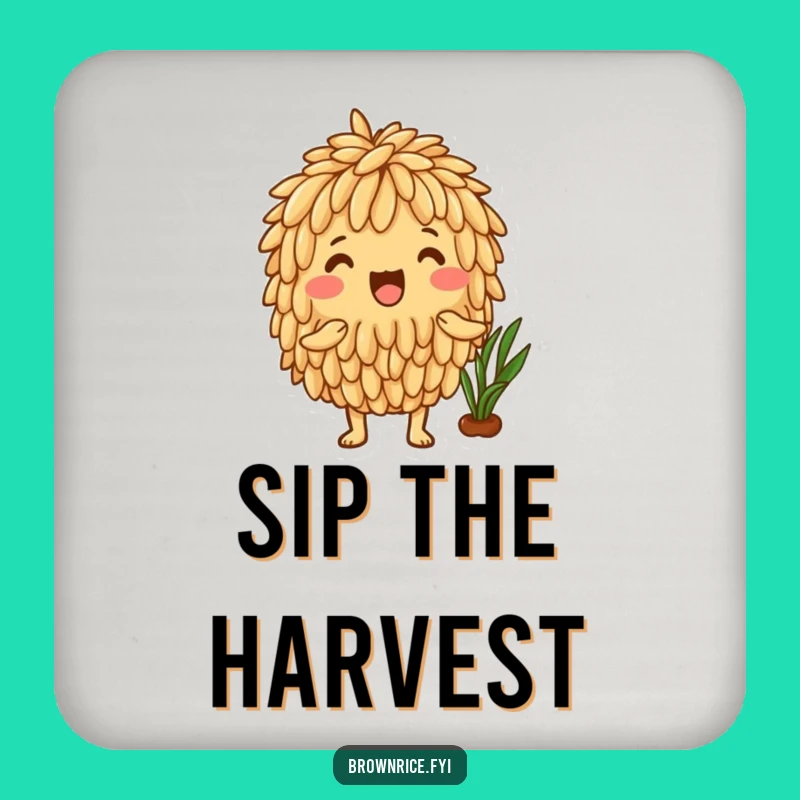 Funny Brown Rice Harvest Coasters - Protect Tables with Garden Cheer Gift
