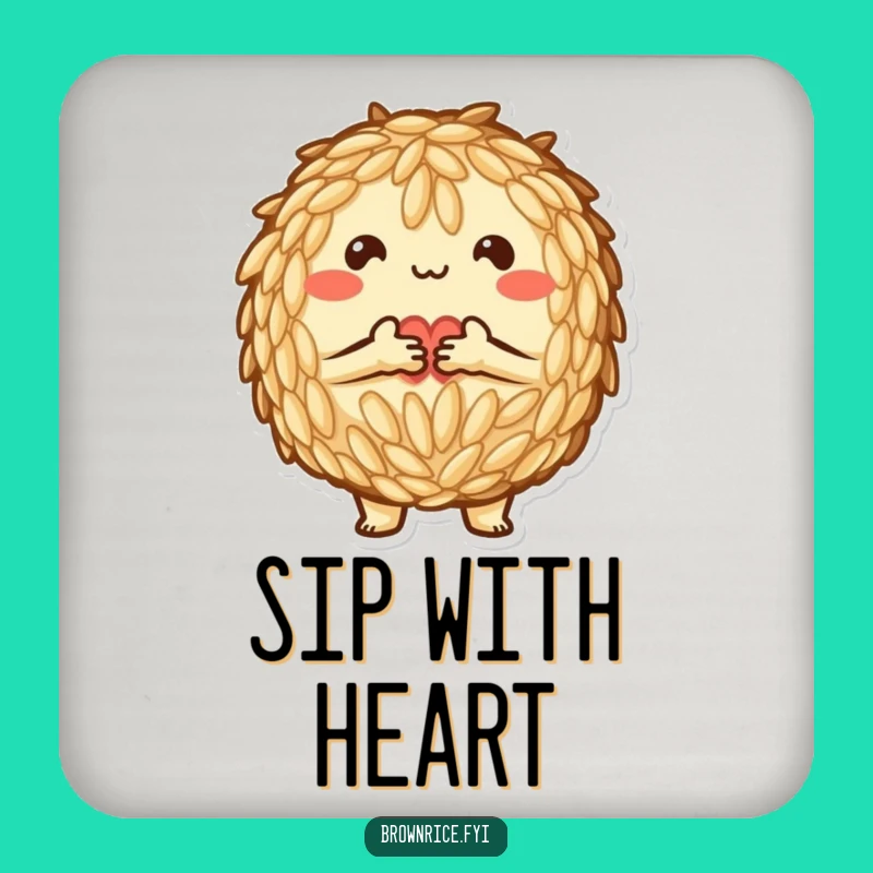 Funny Brown Rice Heart Coaster: Protect tables with love, great funny gift!