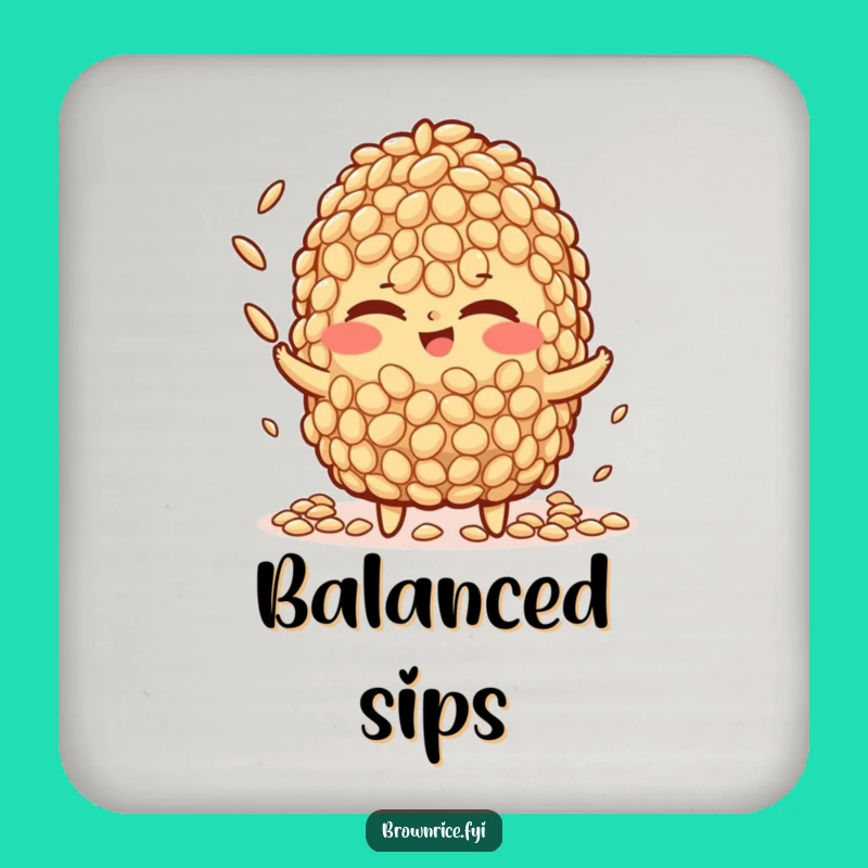 Funny Brown Rice Juggling Coaster: Winking Character Protection, Perfect Mini Gift