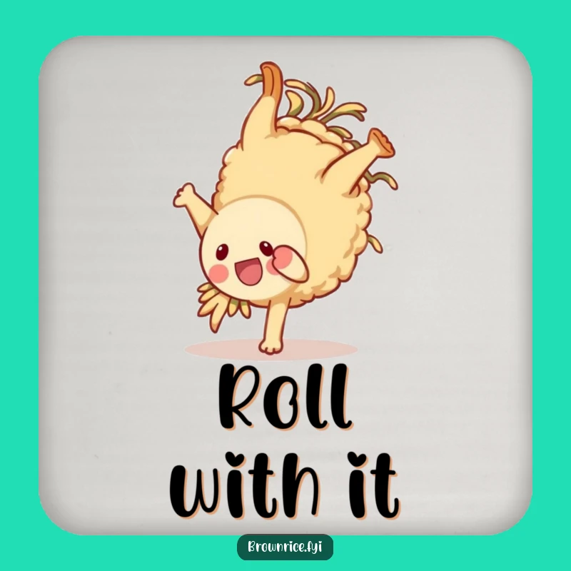 Funny Brown Rice Somersault Coaster: Cheerful Character Protection, Perfect Mini Gift