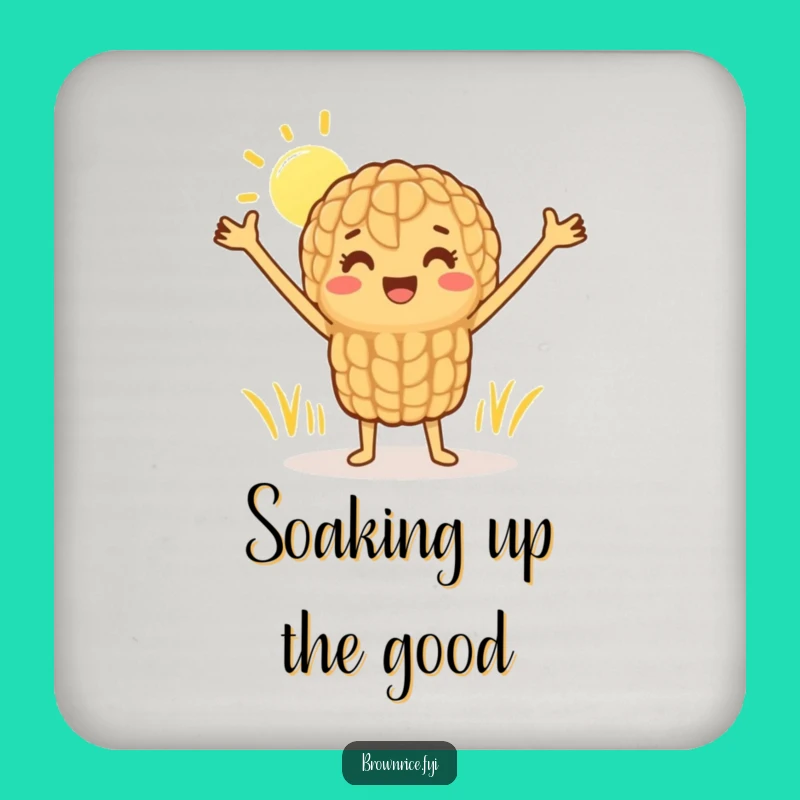 Funny Brown Rice Sunshine Stretch Coaster: Protect Surfaces with Humor