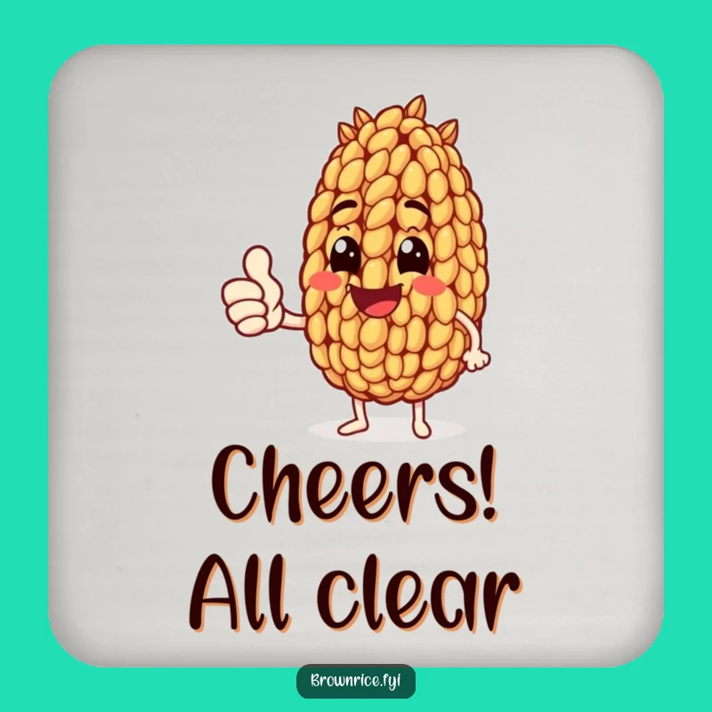 Funny Brown Rice Thumbs Up Coaster: Cheerful Character Decor, Unique Funny Gift