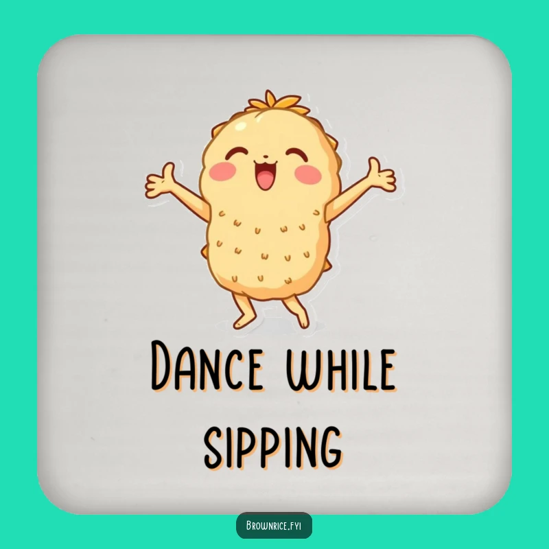 Funny Dancing Rice Brown Coaster - Add Flair to Your Table!