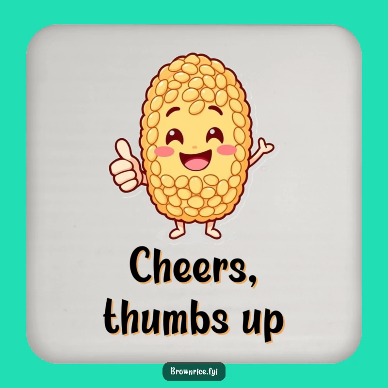 Funny Jolly Rice Grain Coaster: Thumbs-Up Protection with Humor
