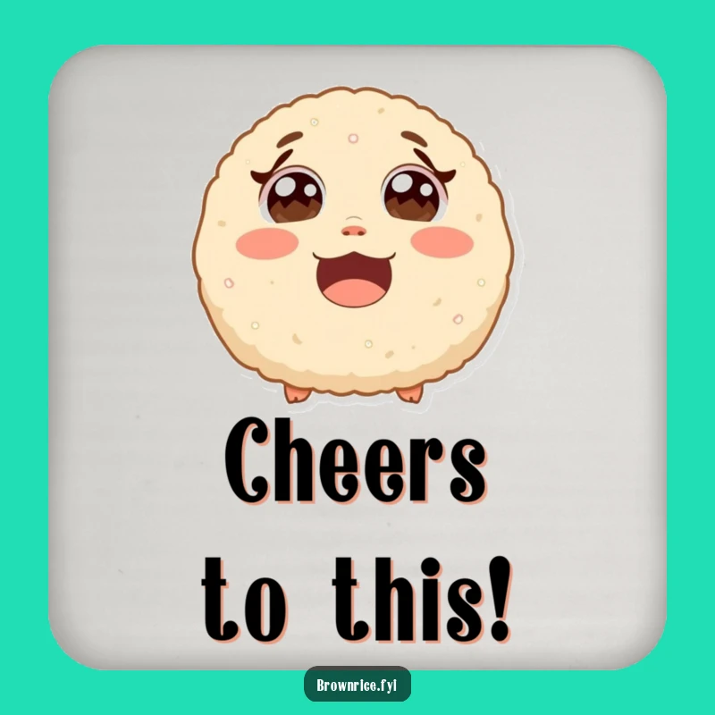 Funny Protective Brown Rice Ball Coaster - Cute Cartoon Laughing Drink Mat