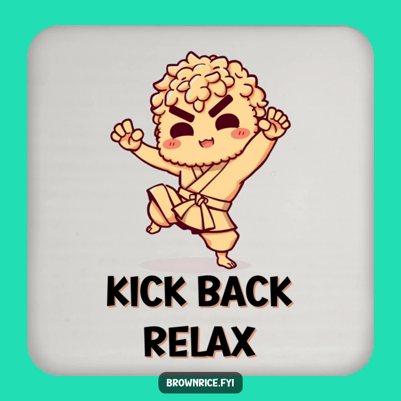 Funny Brown Rice Karate Coasters: Protect Surfaces with Powerful Charm!