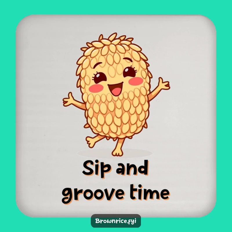 Funny Brown Rice Grain Dance Coaster: Protect Surfaces with Style