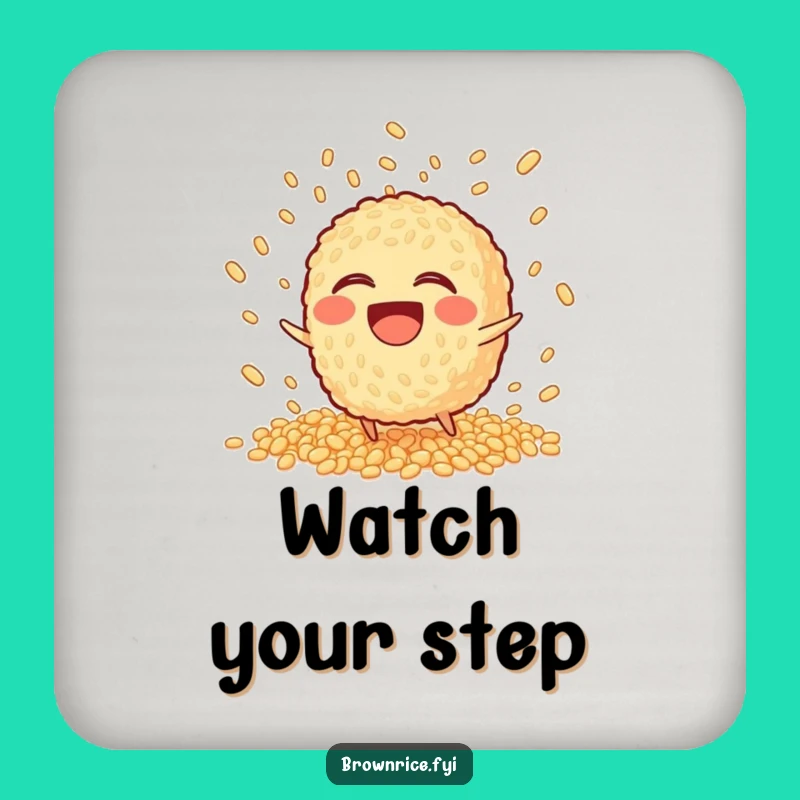 Funny Tripping Brown Rice Coasters: Protect Surfaces from Playful Spills