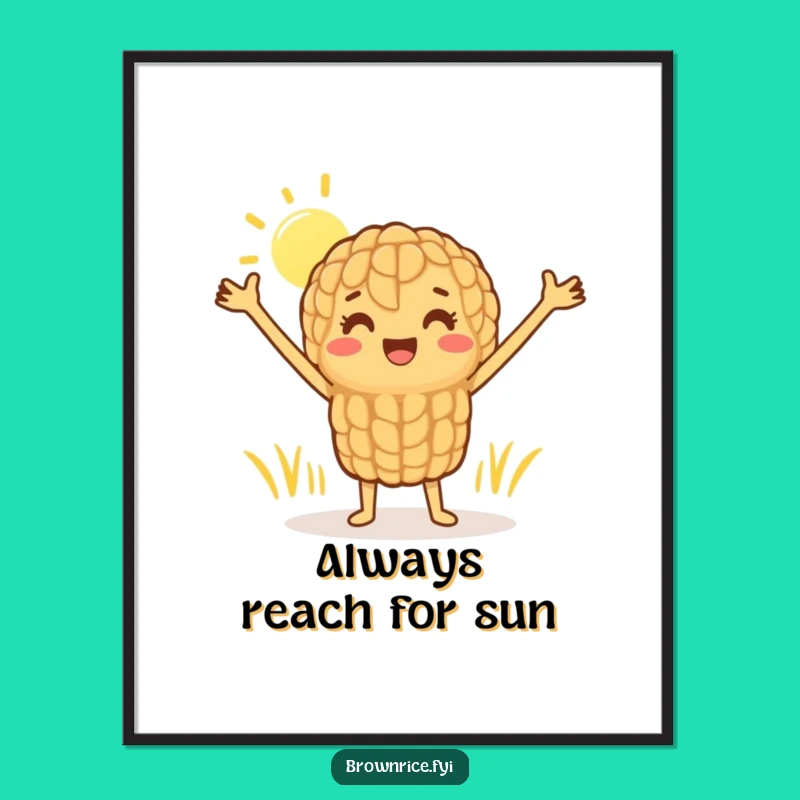 Funny Brown Rice Sunshine Stretch Poster: Cheerful Grain Art for Your Wall