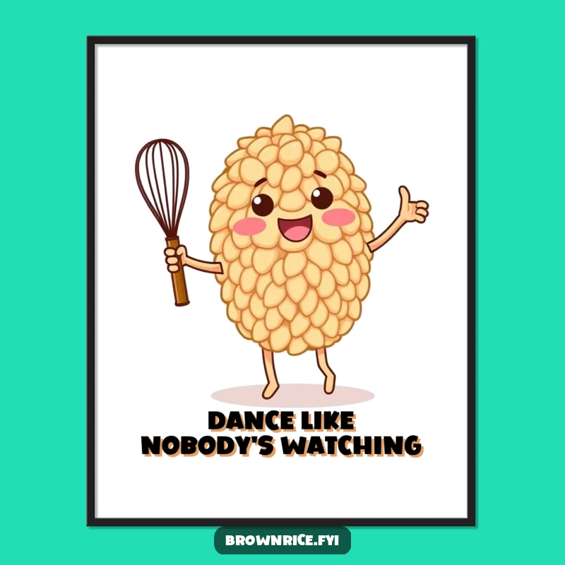 Funny Rice Grain Victory Dance Poster: Wall Art for Food Lovers