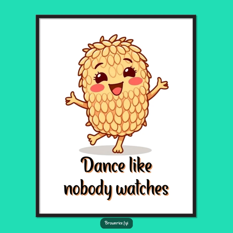 Funny Brown Rice Grain Happy Dance Poster: Wall Art That Grooves