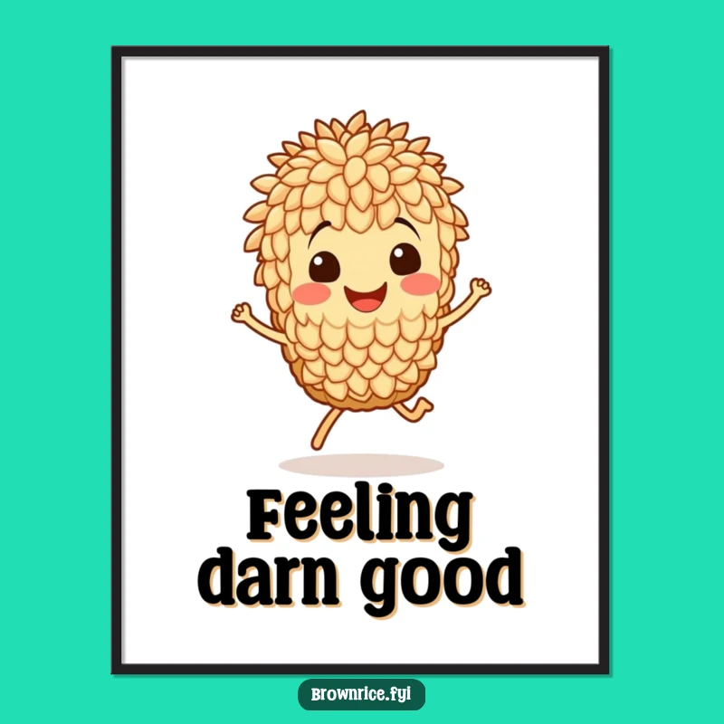 Funny Brown Rice Hop Poster: Cheerful Grain Art for a Happy Home!