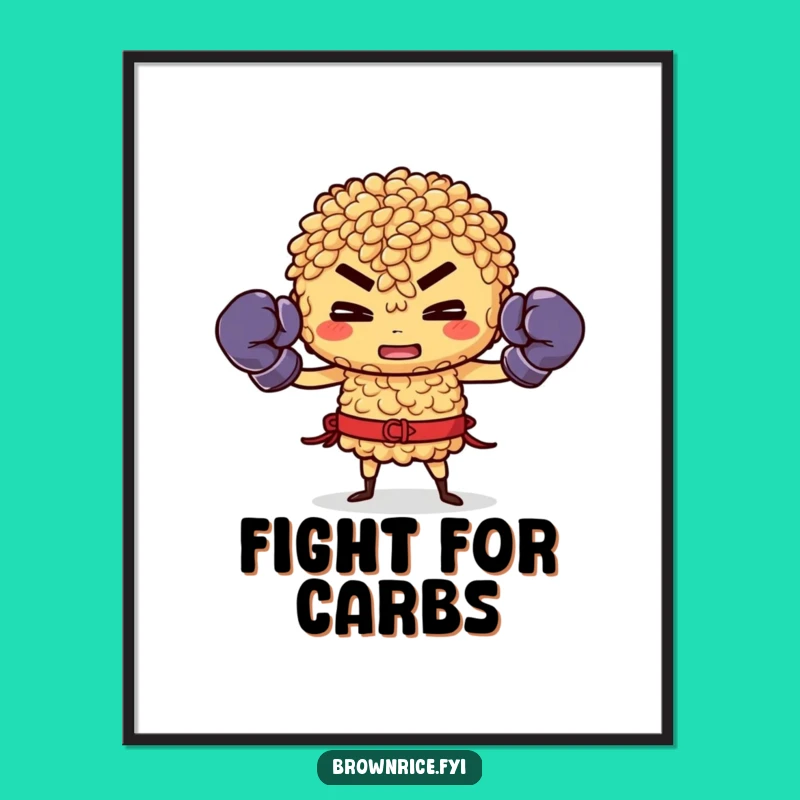 Funny Brown Rice Boxer Poster: Motivational Wall Art for Fitness Enthusiasts