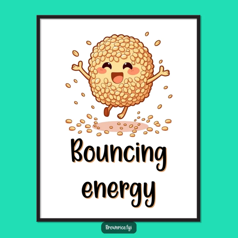 Funny Bouncing Brown Rice Poster: Vibrant Art, Amazing Funny Gift!