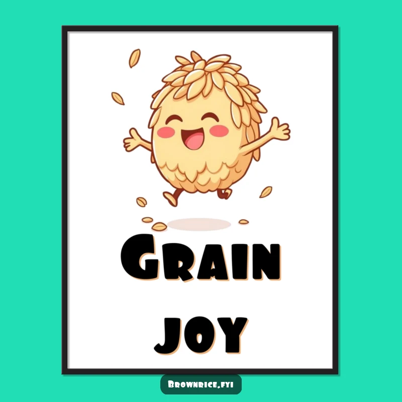 Funny Brown Rice Joy Poster: Whimsical Food Art