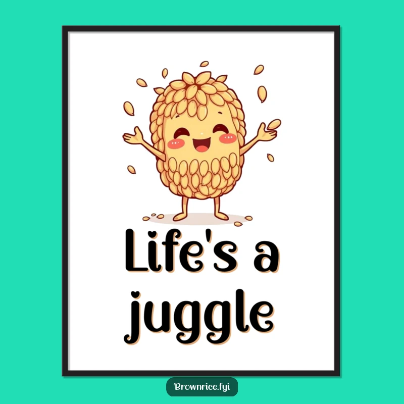 Funny Brown Rice Juggler Poster: Amazing Grain Art for a Whimsical Space!