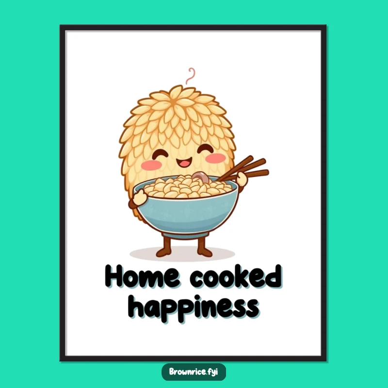 Funny Caring Rice Grain Poster: Heartwarming Wall Art for Kitchens