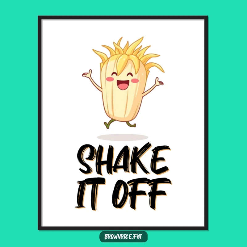 Funny Dancing Rice Stalk Poster: Lively Wall Art, Hilarious Character
