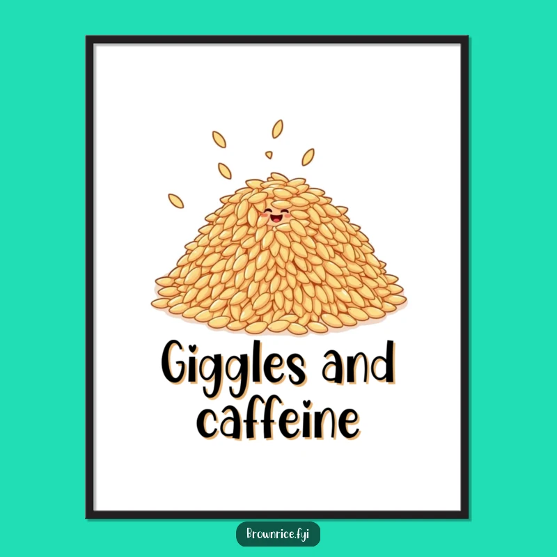Funny Giggling Rice Grains Poster, Joyful Wall Art for a Happy Gift