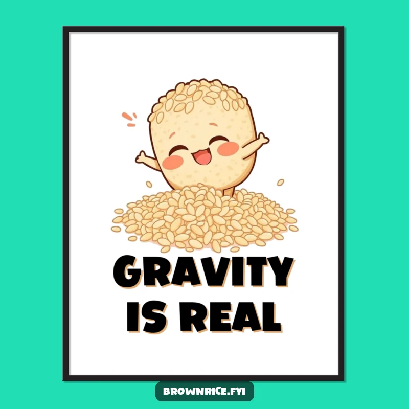 Funny Slipping Rice Brown Poster - Comical Wall Art Gift!