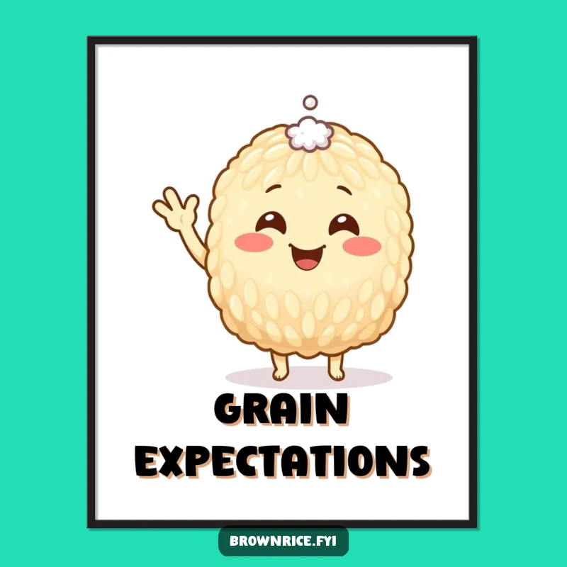 Funny Brown Rice Grain Poster: Add Whimsy to Your Walls with Humor
