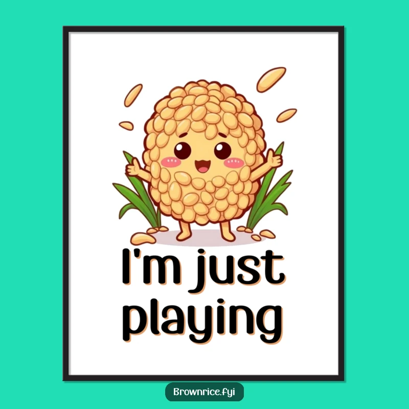 Funny Brown Rice Juggler Poster: Hilarious Wall Art for Your Kitchen!