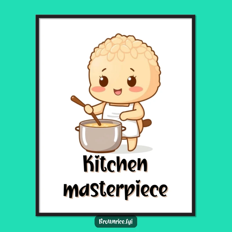Funny Brown Rice Chef Poster: Kitchen Wall Art