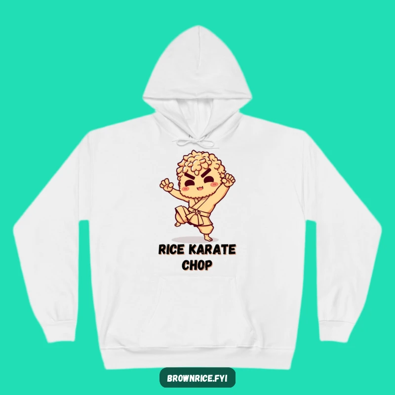 Cozy Funny Brown Rice Karate Hoodie: Warmth and Kicks of Laughter!