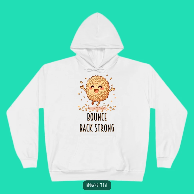 Funny Bouncing Brown Rice Hoodie: Cozy Energy, Perfect Funny Gift!