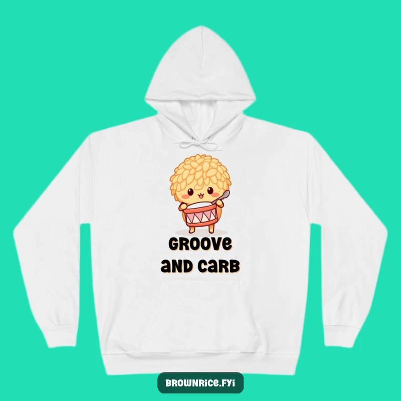 Cozy Funny Brown Rice Drummer Hoodie - Warm Musical Grain Character Gift