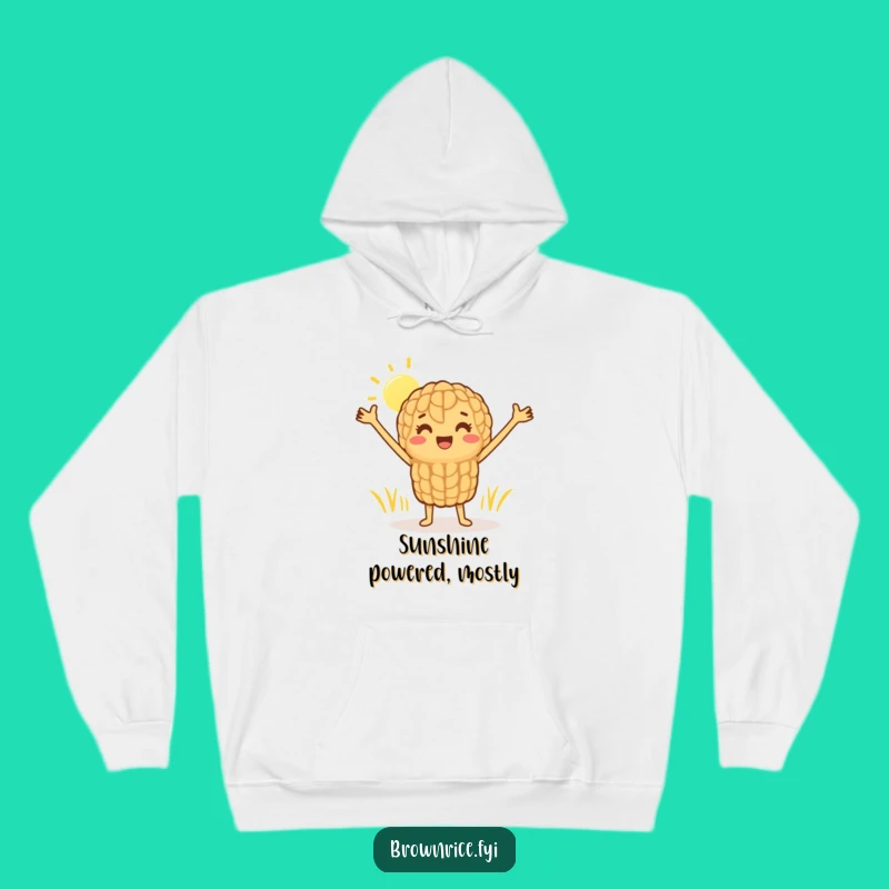 Funny Brown Rice Sunshine Stretch Hoodie: Cozy Cheerful Grain's Happy Day