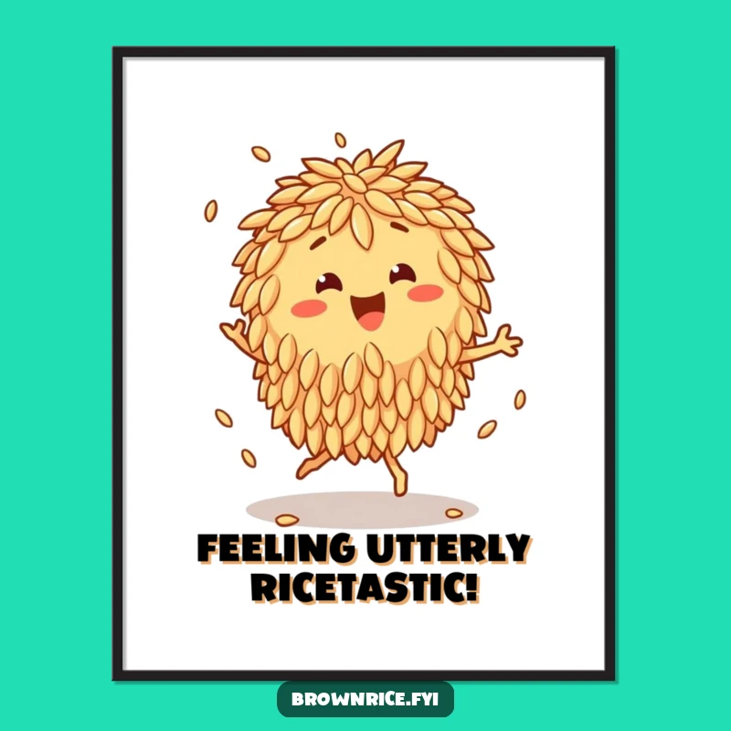 Funny Free Printable Wall Art: Dancing Brown Rice Cluster, Whimsical Downloadable Art for a Lively Space
