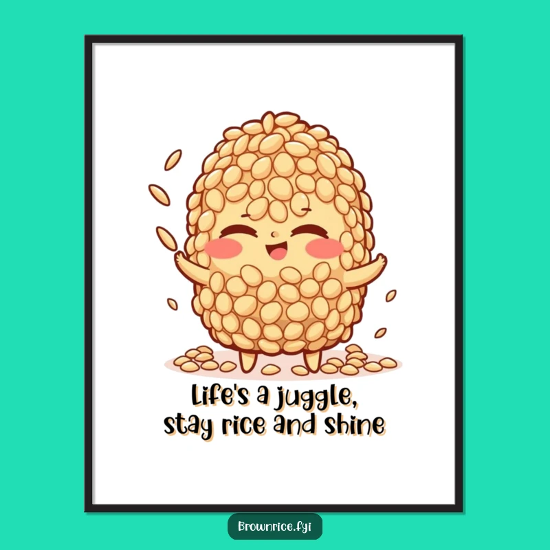 Free Printable Funny Wall Art: Brown Rice Winking Juggler Downloadable Decor