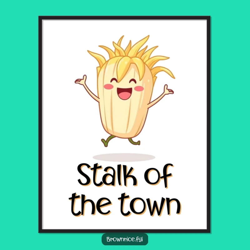 Free Printable Wall Art: Dancing Rice Character, Whimsical Downloadable Decor