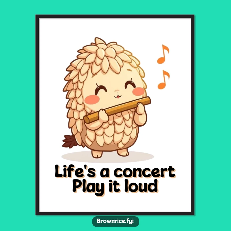 Free Printable Wall Art: Funny Brown Rice Flutist - Humorous Downloadable Decor