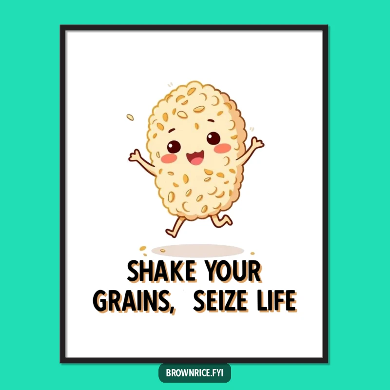 Free Printable Wall Art - Jigging Rice Character With Sesame Humorous Decor
