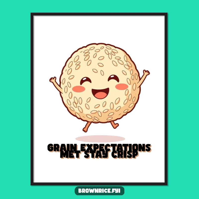 Free Printable Wall Art: Joyful Jumping Rice Ball, Humorous Downloadable Decor for a Cheerful Home