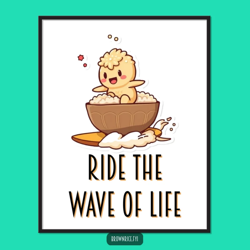 Free Printable Wall Art: Surfing Rice Bowl Brown Rice Downloadable Art