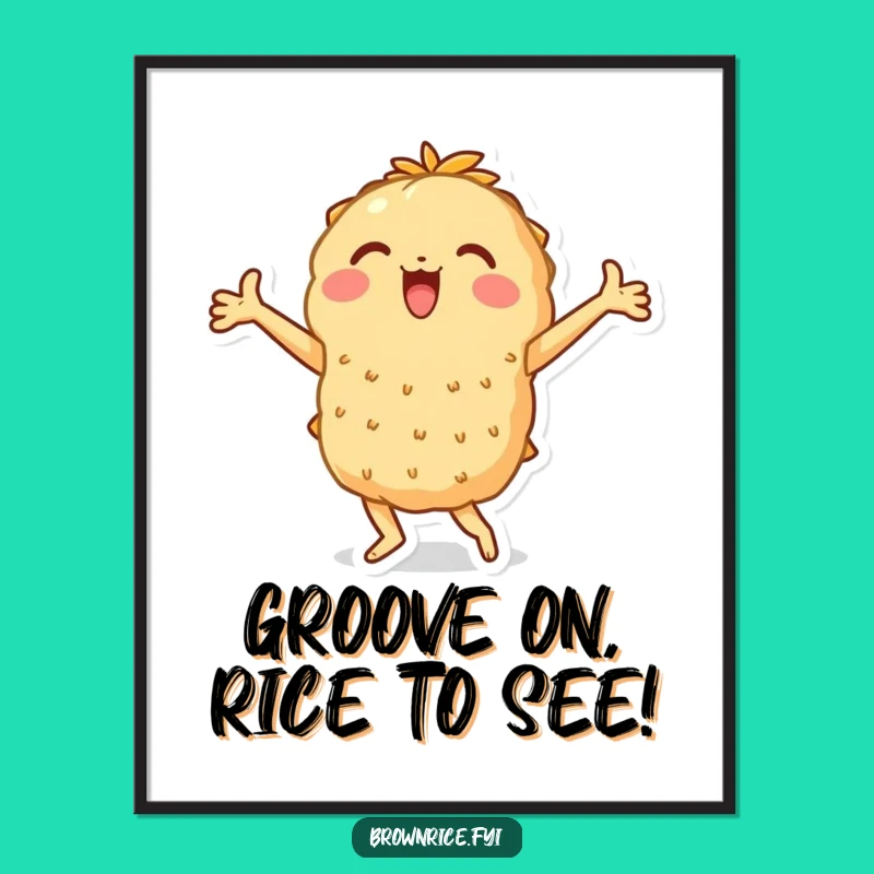Vibrant Free Printable Wall Art: Dancing Rice Pal, Joyful Flair, Downloadable Decor, Print at Home