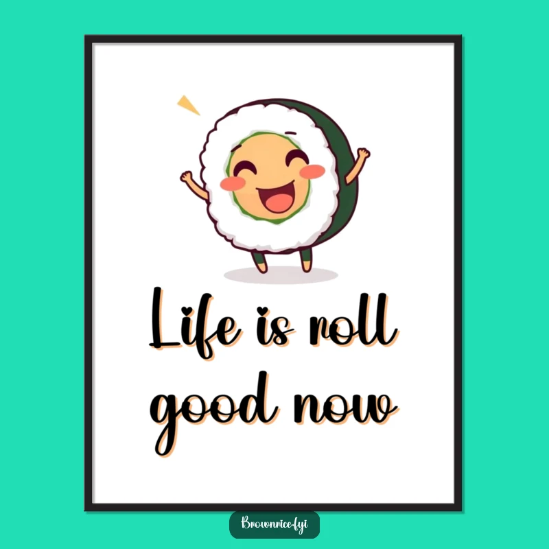 Free Printable Wall Art: Wiggling Sushi Fun, Funny Downloadable Decor