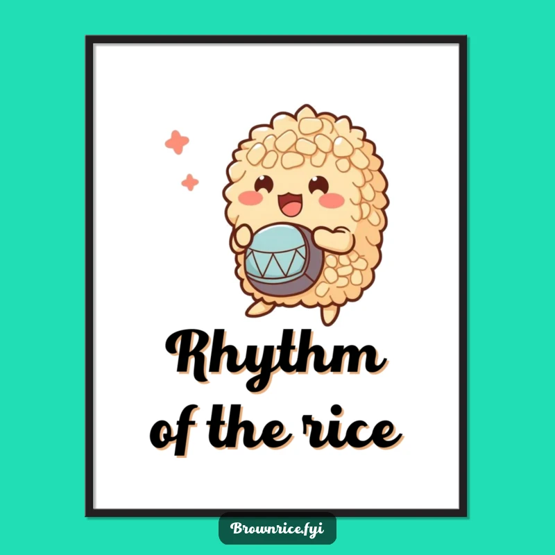 Free Printable Wall Art: Brown Rice Band Drumming - Energetic & Funny Decor