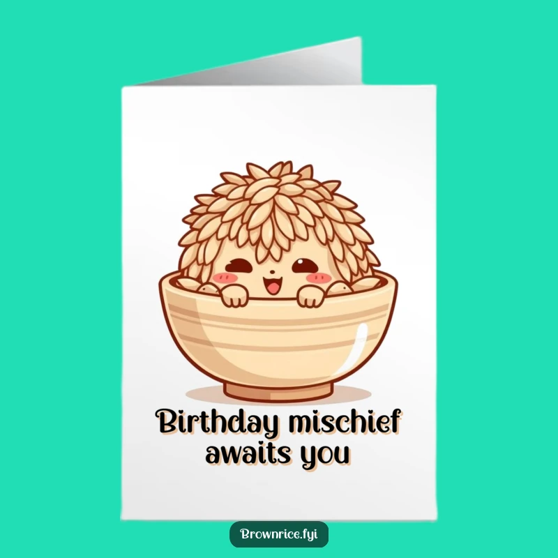 Free Printable Birthday Card: Mischievous Rice Peek - Funny Downloadable Gift