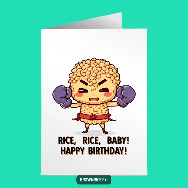 Free Printable Rice Birthday Card: Funny Boxer DIY Downloadable Gift