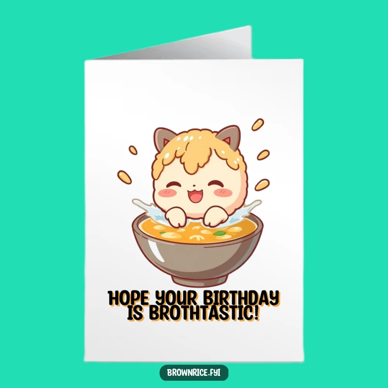 Free Printable Birthday Card: Splashing Rice Character, Funny Gift