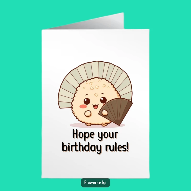 Free Printable Birthday Card: Mischievous Rice Ball Peeking, Funny Downloadable Gift for Sneaky Fun