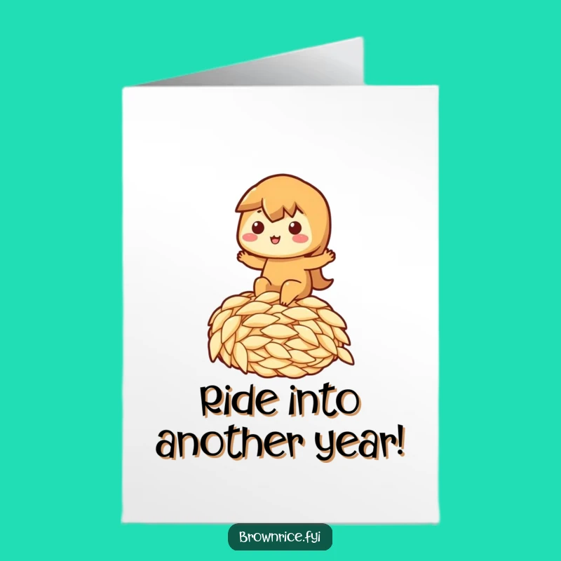 Joyful Free Printable Birthday Card: Rice Pal Rides Big Grain, Fun Downloadable Gift