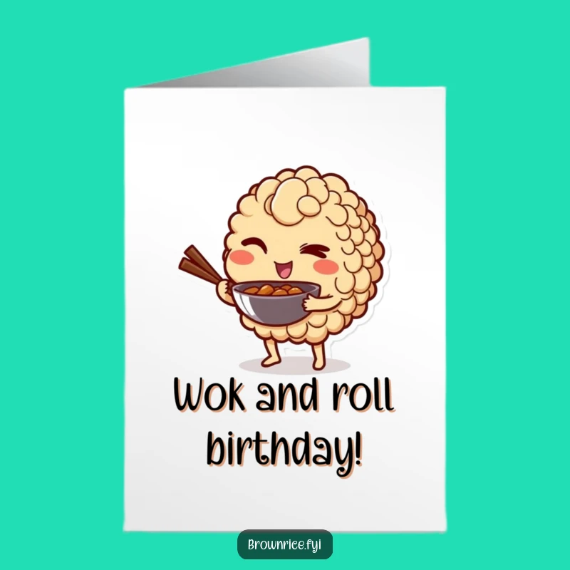 Winking Free Printable Rice Birthday Card - Mini Wok Humor Downloadable Gift