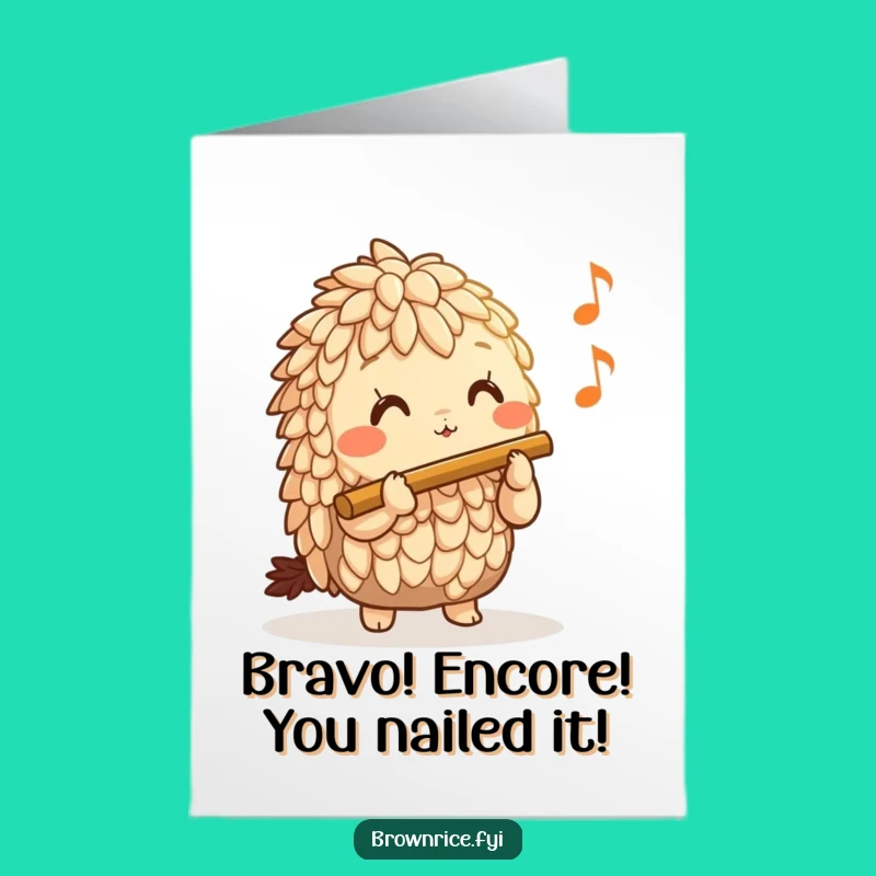 Free Printable Congrats Card: Brown Rice Flutist's Happy Tune Downloadable Gift